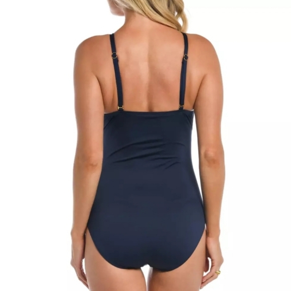 24th & OCEAN Color Block High Neck TUMMY CONTROL One Piece Swimsuit XL NWT - Picture 2 of 6